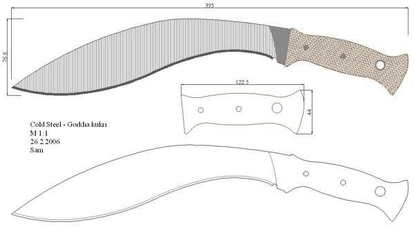Мачете нож кукри чертеж