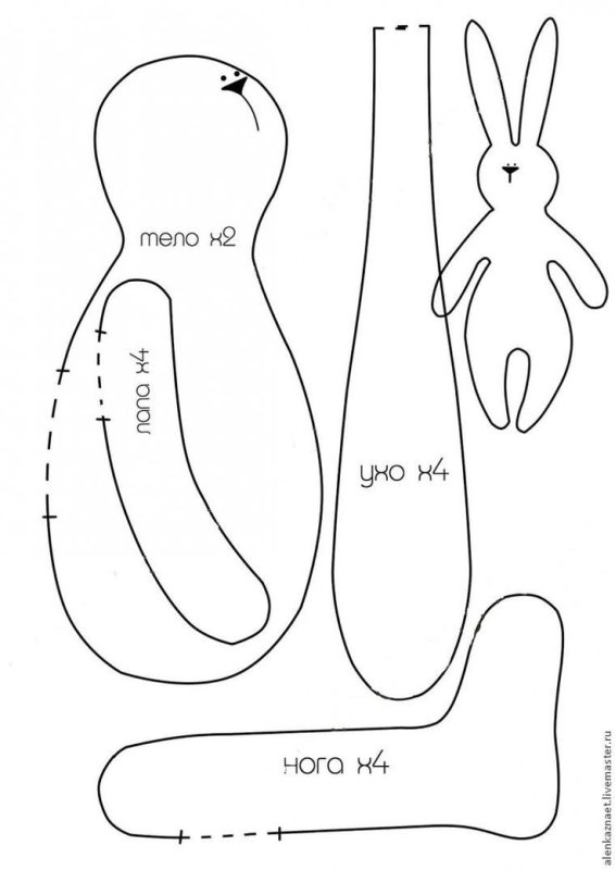 Заяц Тильда выкройка в натуральную величину