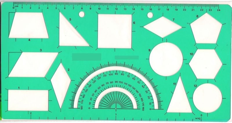 Линейка трафарет с геометрическими фигурами