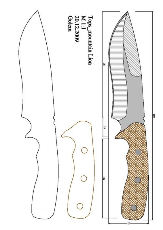Чертеж клинка охотничьего ножа