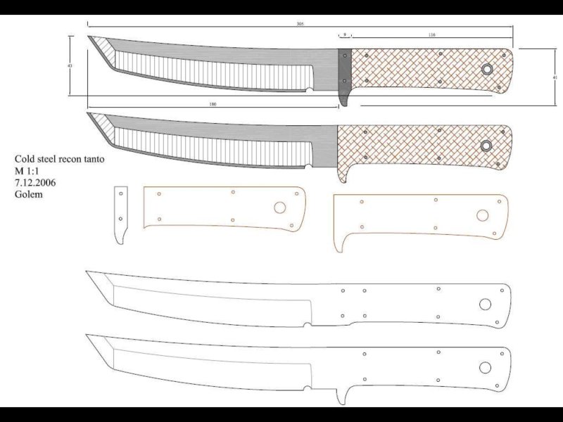 Cold Steel Recon tanto чертеж