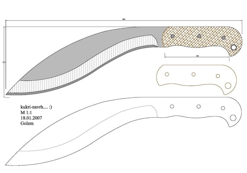 Кукри мачете чертеж