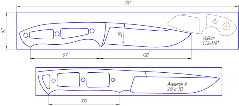 Дроп поинт нож чертеж