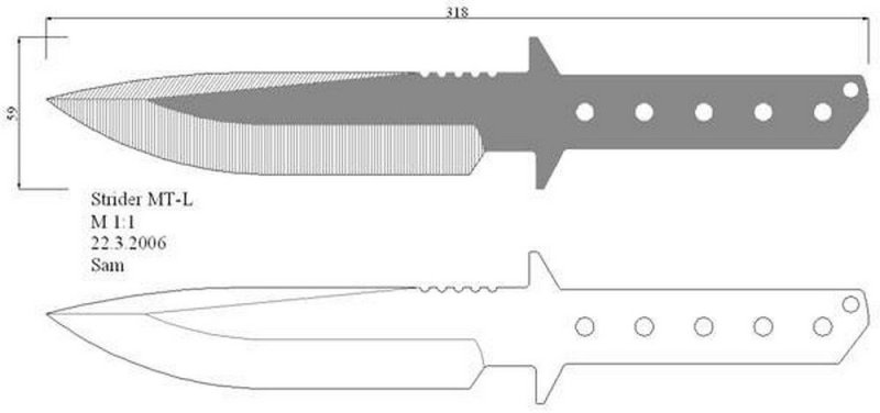 Нож стилет чертеж