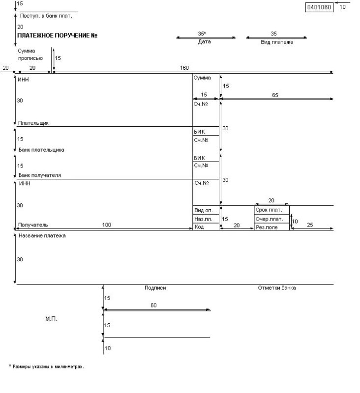 Образец Бланка платежного поручения