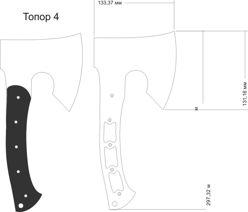 Чертеж топорища для топора для рубки мяса