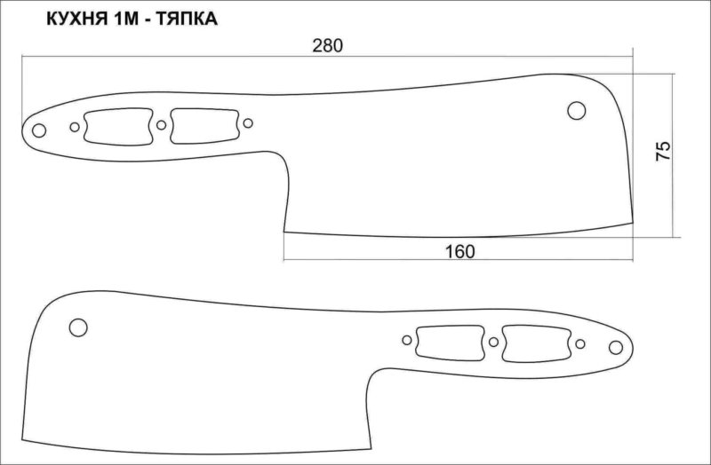 Чертеж нож топорик Тесак