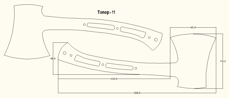 Топор Billnas 12.2 чертеж рукояти