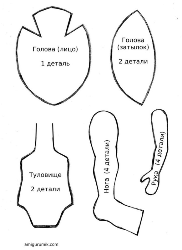 Выкройка текстильной куклы в натуральную величину