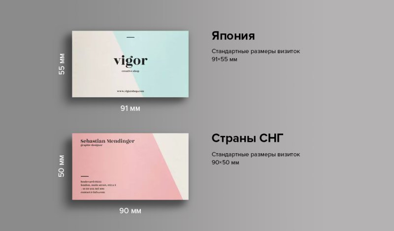 Размеры визитной карточки