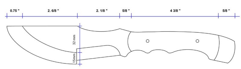 Нож трекер чертеж с размерами