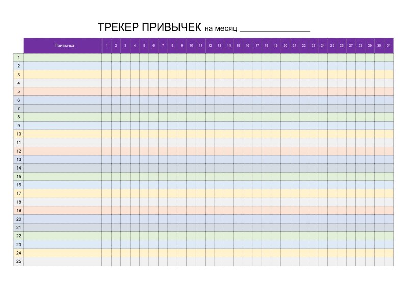 календарь привычек на месяц