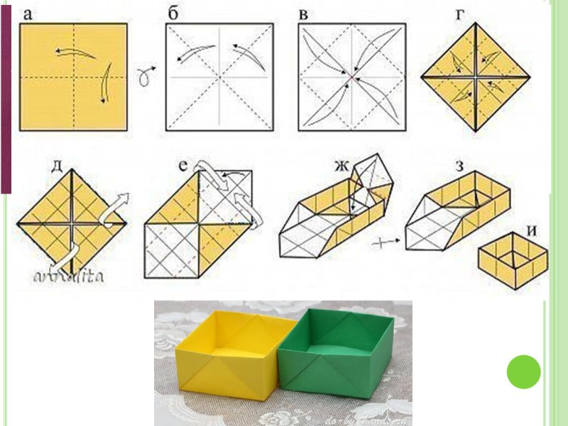 Оригами коробочка с крышкой из 1 листа бумаги
