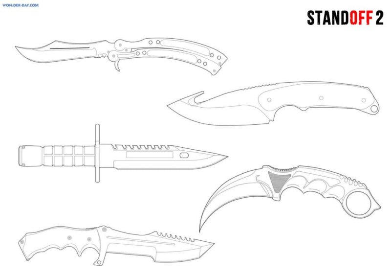 Чертёж ножа керамбит из стандофф 2