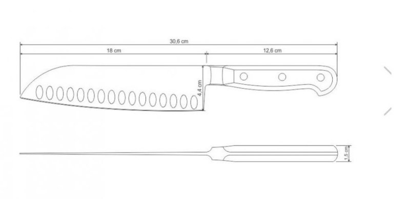 Santoku Knife кухонный нож чертёж