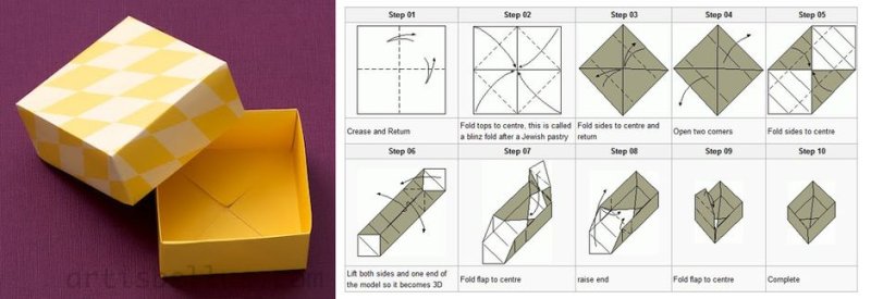 Как свернуть коробочку из бумаги без клея