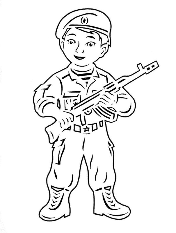 Трафарет военного для детей