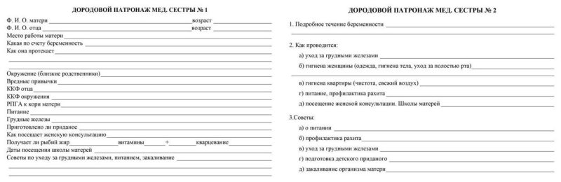 План первого дородового патронажа к беременной