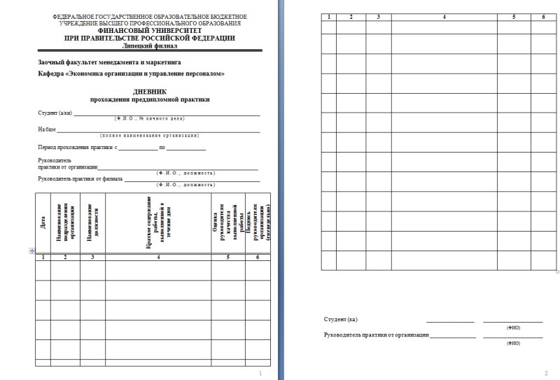 Дневник для отчета по практике шаблон
