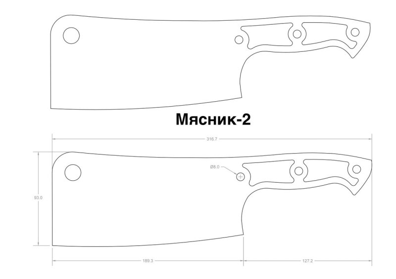 Кухонный топорик чертеж