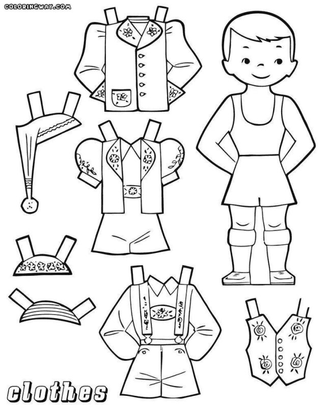 Раскраска мальчик с одеждой
