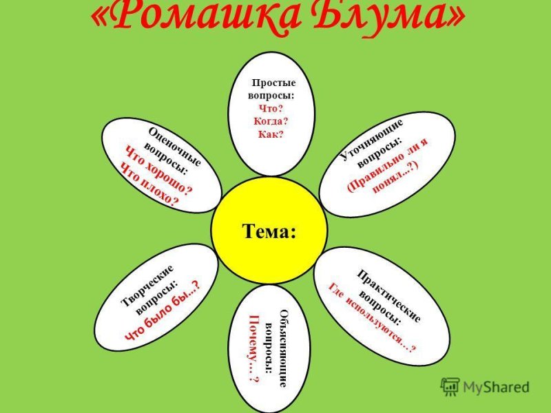 Вопросы по ромашке Блума