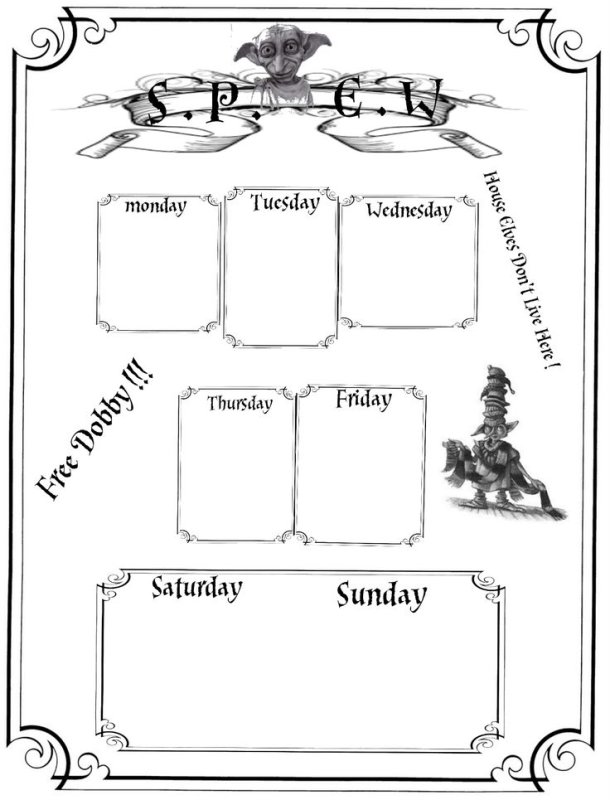 Расписание в стиле Гарри Поттера