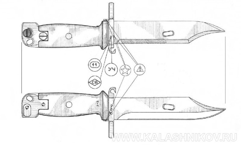 Штык нож 6х5 чертеж