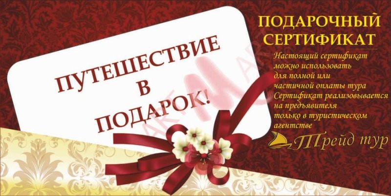 Сертификат на поездку в питер