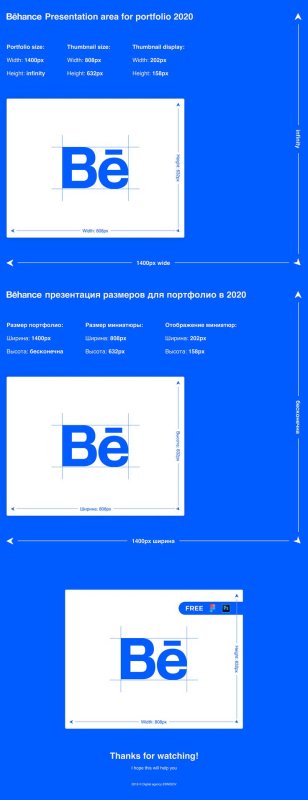 Размер проекта на Behance