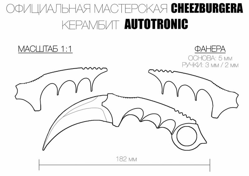 Нож керамбит чертеж в натуральную величину