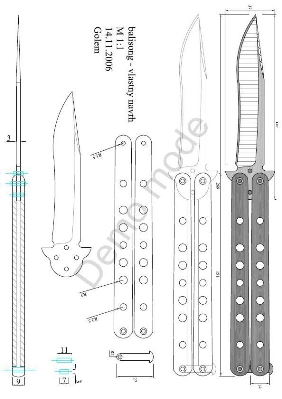Нож бабочка чертёж Standoff 2