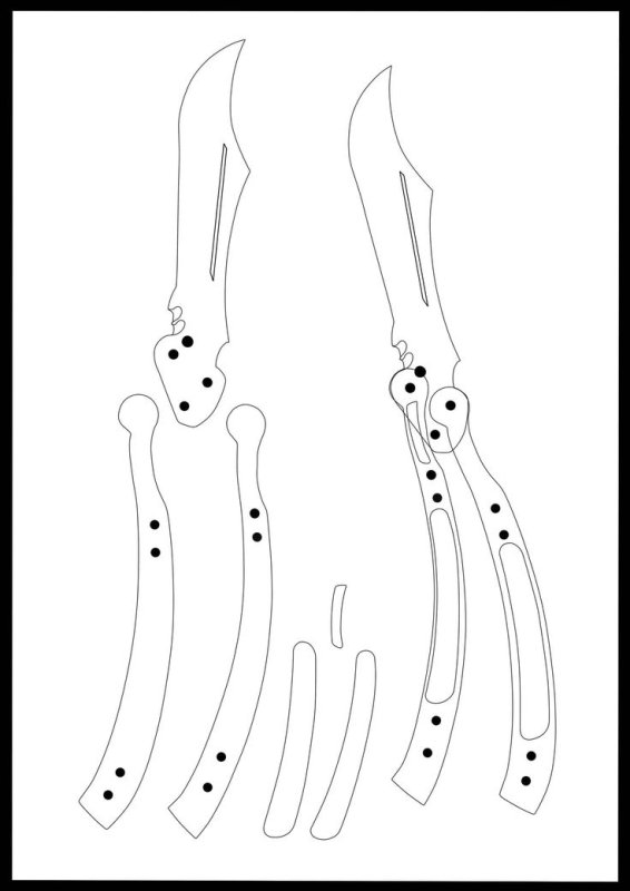Нож бабочка КС го чертеж