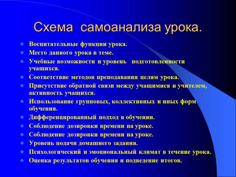 Схемы анализа и самоанализа урока