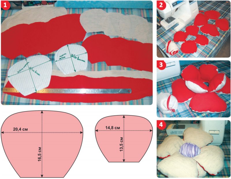 Подушка-роза своими руками. Выкройка и мастер-класс