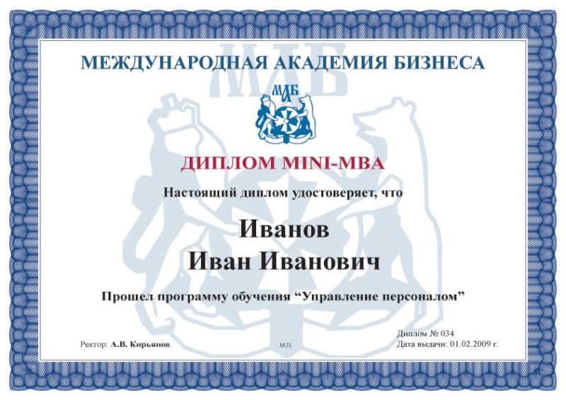 Мини МБА диплом