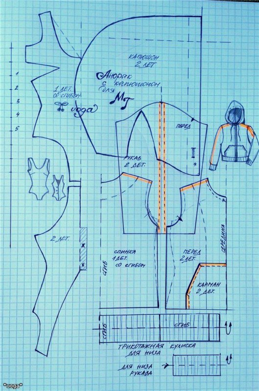 Выкройка худи для куклы Барби