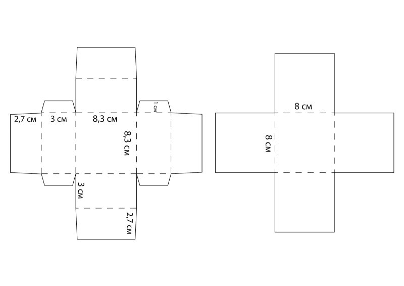Чертеж коробки из картона с крышкой