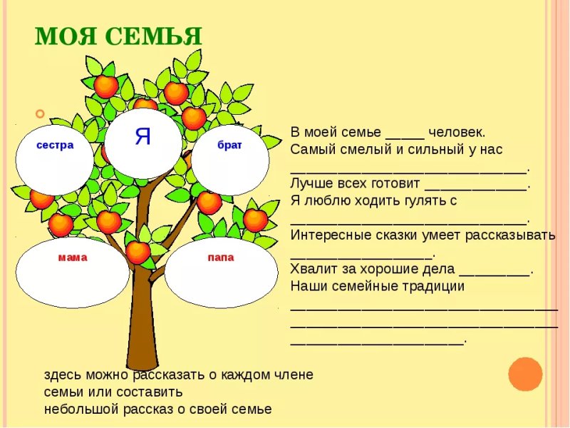 Задания на тему моя семья