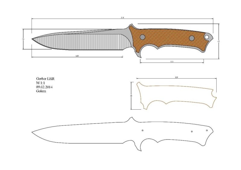 Охотничий нож КС го чертеж