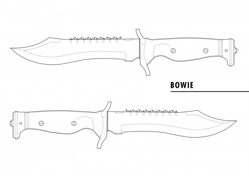 Чертёж ножа Боуи из КС го