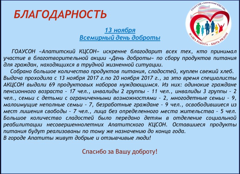 благодарность за участие в благотворительной акции