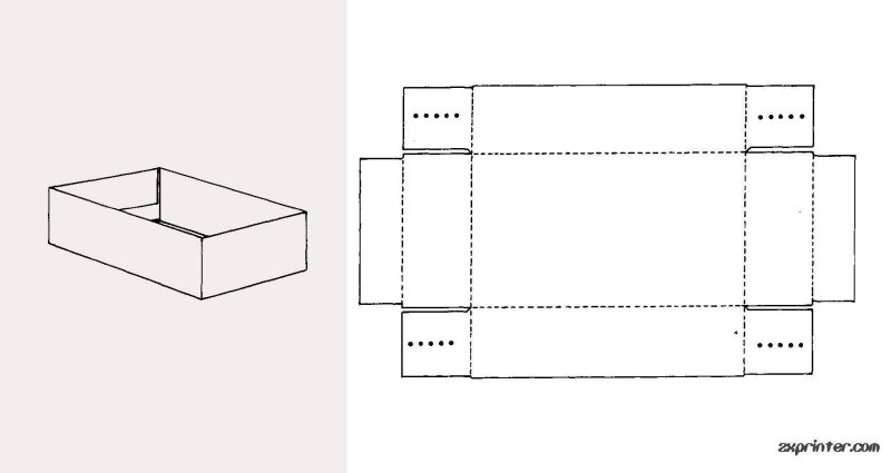 Развёртка коробки без крышки