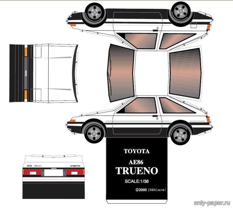 Toyota Trueno ae86 развертка