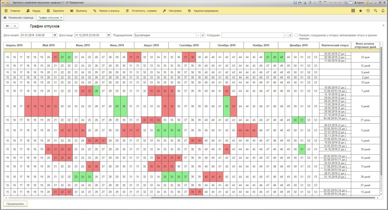График отпусков таблица в excel