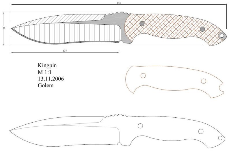 Охотничий нож чертеж