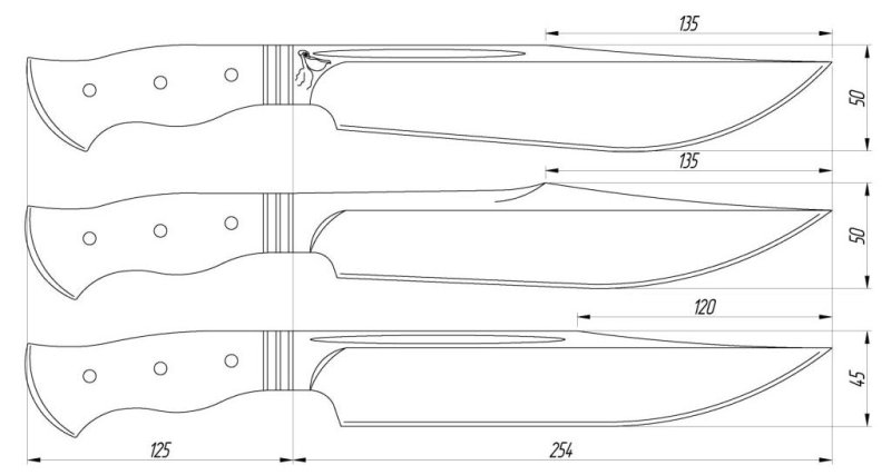 Охотничьи ножи Боуи чертеж