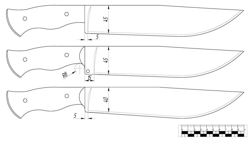 Чертежи Боуи ножей 1к1